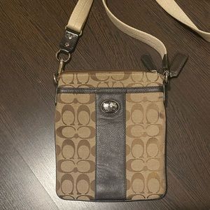 Coach Crossbody Purse Tan, Brown & Lilac